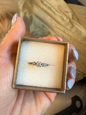 Classic Gold and White Diamond Three-Stone Ring